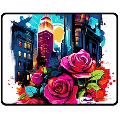 City Rose 2-gigapixel-art-scale-4 00x Two Sides Fleece Blanket (medium) by BrightWear