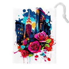 City Rose 2-gigapixel-art-scale-4 00x Drawstring Pouch (4xl) by BrightWear