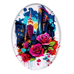 City Rose 2-gigapixel-art-scale-4 00x Oval Glass Fridge Magnet (4 Pack) by BrightWear