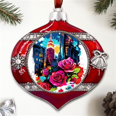 City Rose 2-gigapixel-art-scale-4 00x Metal Snowflake And Bell Red Ornament