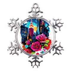 City Rose 2-gigapixel-art-scale-4 00x Metal Large Snowflake Ornament by BrightWear