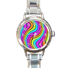 Swirl Twirl Design Pattern Waves Round Italian Charm Watch by Loisa77