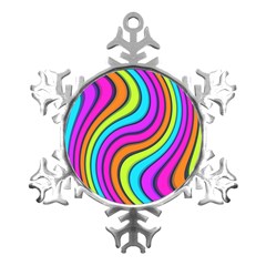 Swirl Twirl Design Pattern Waves Metal Small Snowflake Ornament by Loisa77