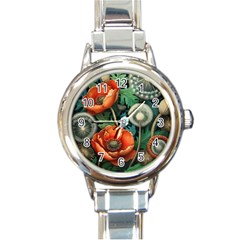 Flower Poppies Round Italian Charm Watch by Loisa77