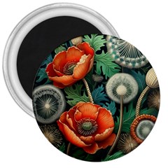 Flower Poppies 3  Magnets