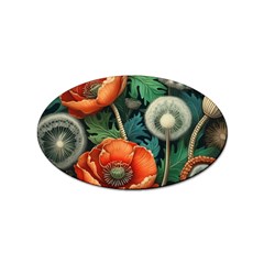 Flower Poppies Sticker (oval)