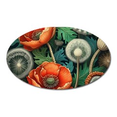 Flower Poppies Oval Magnet