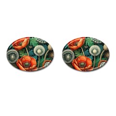 Flower Poppies Cufflinks (oval) by Loisa77