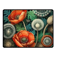 Flower Poppies Two Sides Fleece Blanket (small) by Loisa77