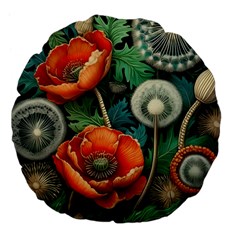 Flower Poppies Large 18  Premium Flano Round Cushions by Loisa77