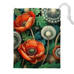 Flower Poppies Drawstring Pouch (5xl) by Loisa77