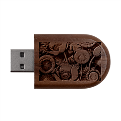 Flower Poppies Wood Oval Usb Flash Drive by Loisa77