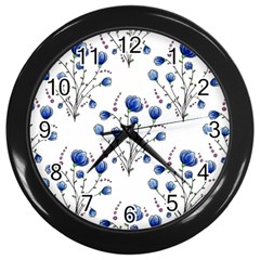 Flowers Seamless Pattern Victorian Wall Clock (black) by Loisa77