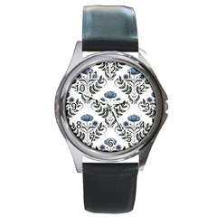 Flower Seamless Pattern Victorian Round Metal Watch by Loisa77