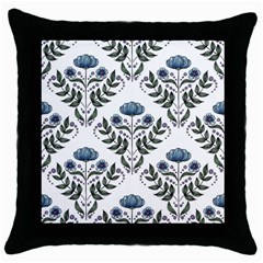 Flower Seamless Pattern Victorian Throw Pillow Case (black) by Loisa77