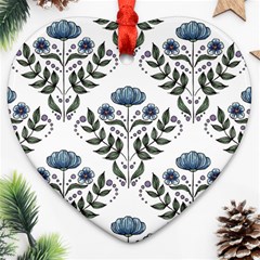 Flower Seamless Pattern Victorian Heart Ornament (two Sides)