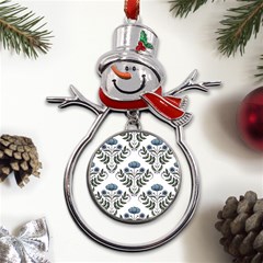 Flower Seamless Pattern Victorian Metal Snowman Ornament