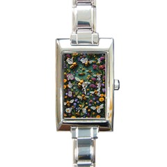 Bees Colony Flowers Rectangle Italian Charm Watch