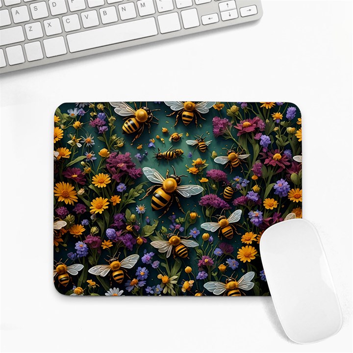 Bees Colony Flowers Small Mousepad