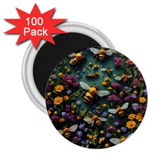 Bees Colony Flowers 2 25  Magnets (100 Pack)  by Loisa77