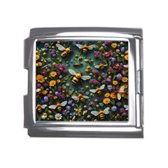 Bees Colony Flowers Mega Link Italian Charm (18mm)