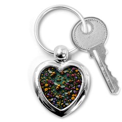 Bees Colony Flowers Key Chain (heart) by Loisa77