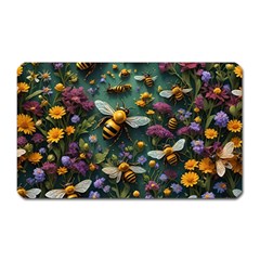 Bees Colony Flowers Magnet (rectangular)