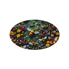 Bees Colony Flowers Sticker Oval (100 Pack)