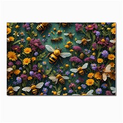 Bees Colony Flowers Postcard 4 x 6  (pkg Of 10)