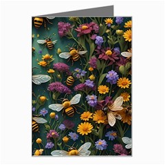 Bees Colony Flowers Greeting Card by Loisa77