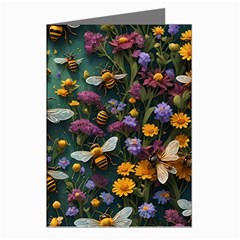 Bees Colony Flowers Greeting Cards (pkg Of 8)