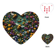 Bees Colony Flowers Playing Cards Single Design (heart)