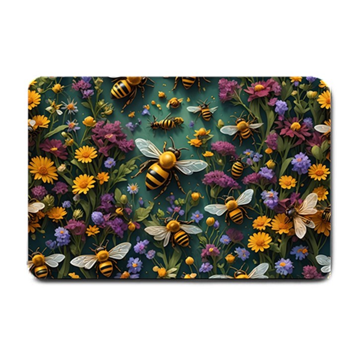 Bees Colony Flowers Small Doormat