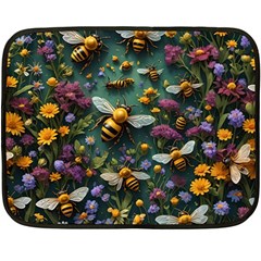 Bees Colony Flowers Two Sides Fleece Blanket (mini)