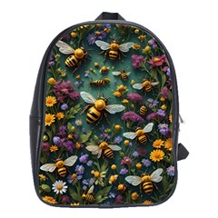 Bees Colony Flowers School Bag (large) by Loisa77