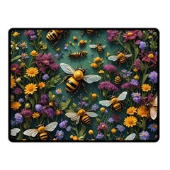 Bees Colony Flowers Fleece Blanket (small)