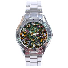 Bees Colony Flowers Stainless Steel Analogue Watch