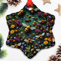 Bees Colony Flowers Ornament (snowflake)