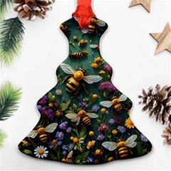 Bees Colony Flowers Christmas Tree Ornament (two Sides)