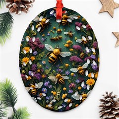 Bees Colony Flowers Ornament (oval Filigree)