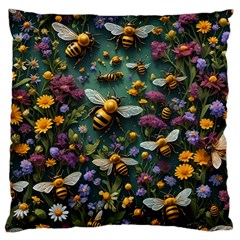 Bees Colony Flowers Large Cushion Case (one Side)