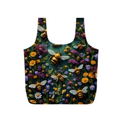 Bees Colony Flowers Full Print Recycle Bag (s)