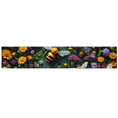 Bees Colony Flowers Large Premium Plush Fleece Scarf 