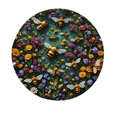 Bees Colony Flowers Mini Round Pill Box by Loisa77