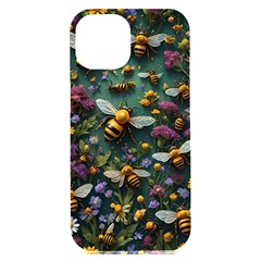 Bees Colony Flowers Iphone 15 Plus Black Uv Print Pc Hardshell Case