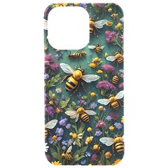 Bees Colony Flowers Iphone 15 Pro Max Black Uv Print Pc Hardshell Case