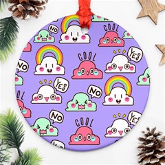 Cloud Seamless Pattern Round Ornament (two Sides)