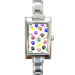 Pawprints Paw Prints Paw Animal Rectangle Italian Charm Watch by Apen