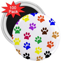 Pawprints Paw Prints Paw Animal 3  Magnets (100 Pack) by Apen