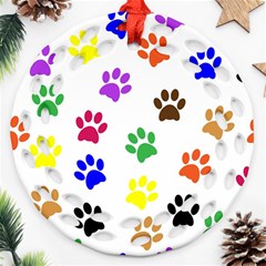 Pawprints Paw Prints Paw Animal Ornament (round Filigree)